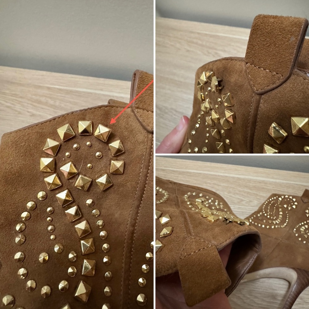 Michael Kors Brown Suede Studded Ankle Booties - Picture 7 of 7
